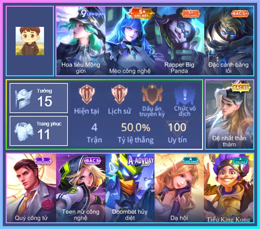 Bạn có thể lựa chọn acc game với rank, skin… theo sở thích